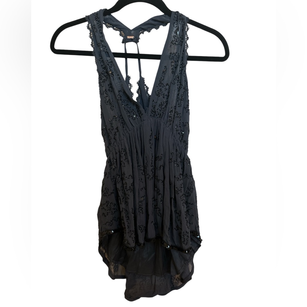 Free People Navy Sequin Tank Women's Size L